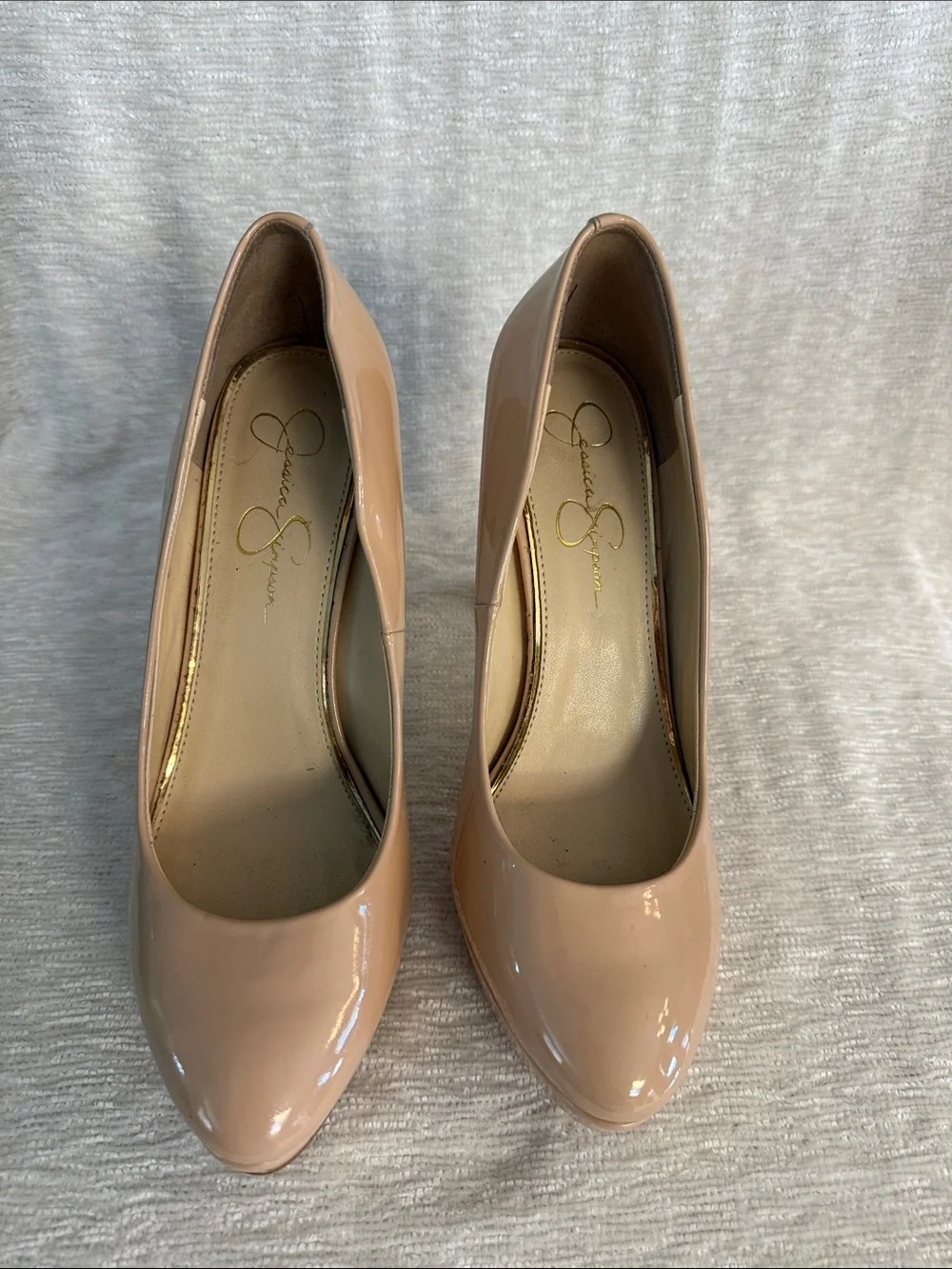 Jessica Simpson Nude Patent Platform Pumps Size 8.5